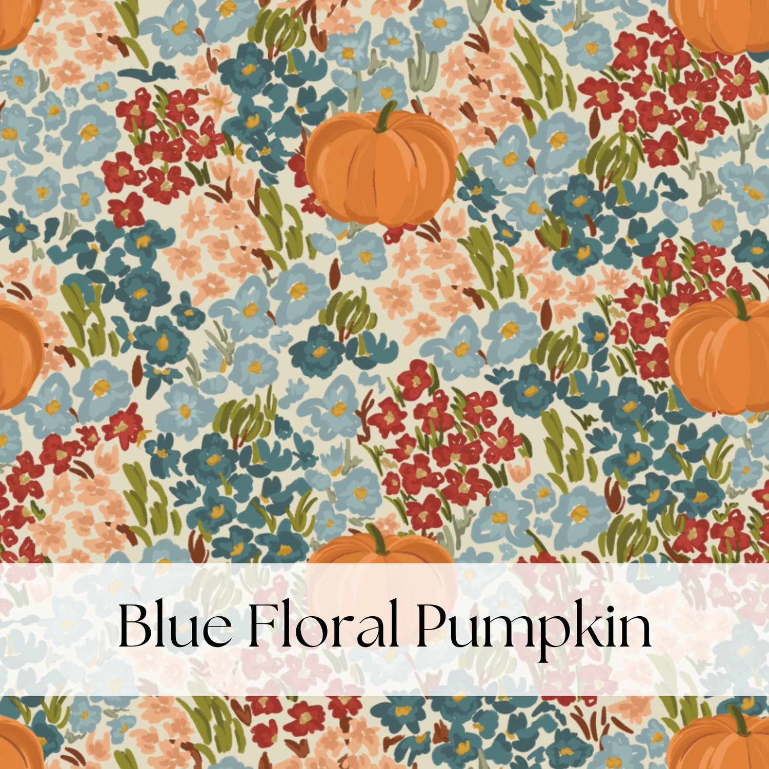 BLUE FLORAL PUMPKIN