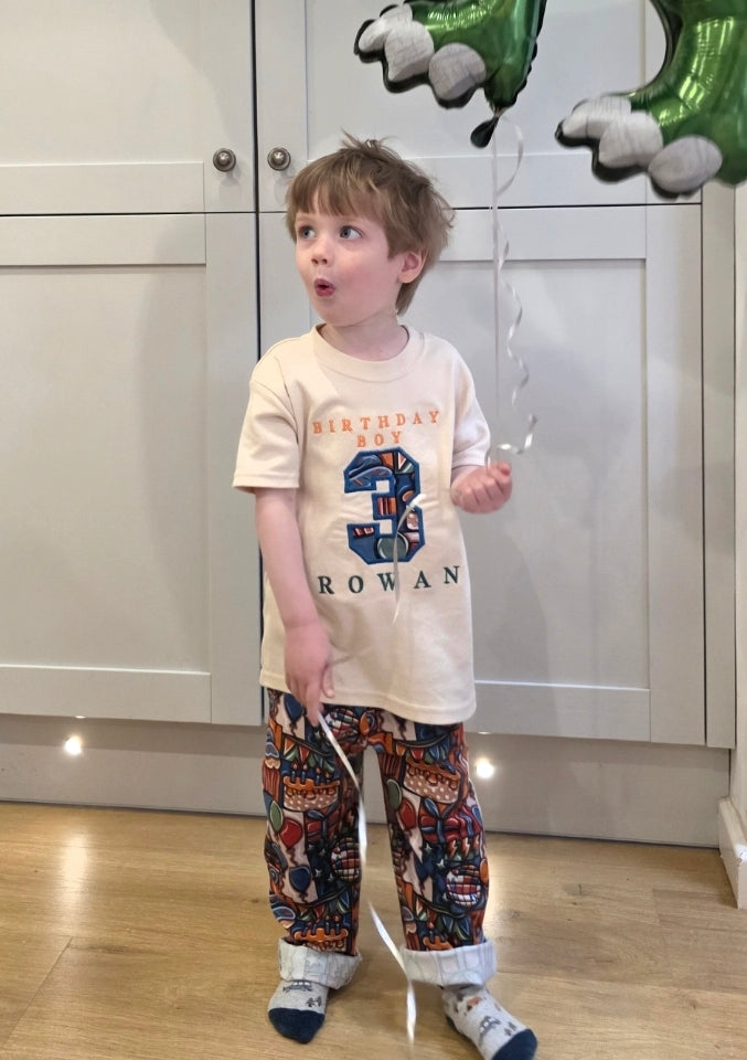 Blue Dot to Dot x JSD Collab Birthday Outfit – Embroidered Tshirts & Leggings Set (6m–5y - white tees up to 10y)