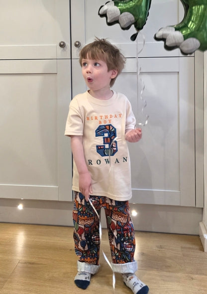 Blue Dot to Dot x JSD Collab Birthday Outfit – Embroidered Tshirts & Leggings Set (6m–5y - white tees up to 10y)