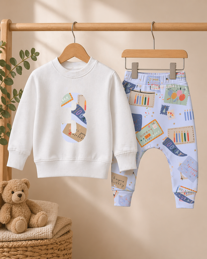 Blue Dot to Dot x JSD Collab Birthday Outfit – Embroidered Jumper & Leggings Set (6m–10y)
